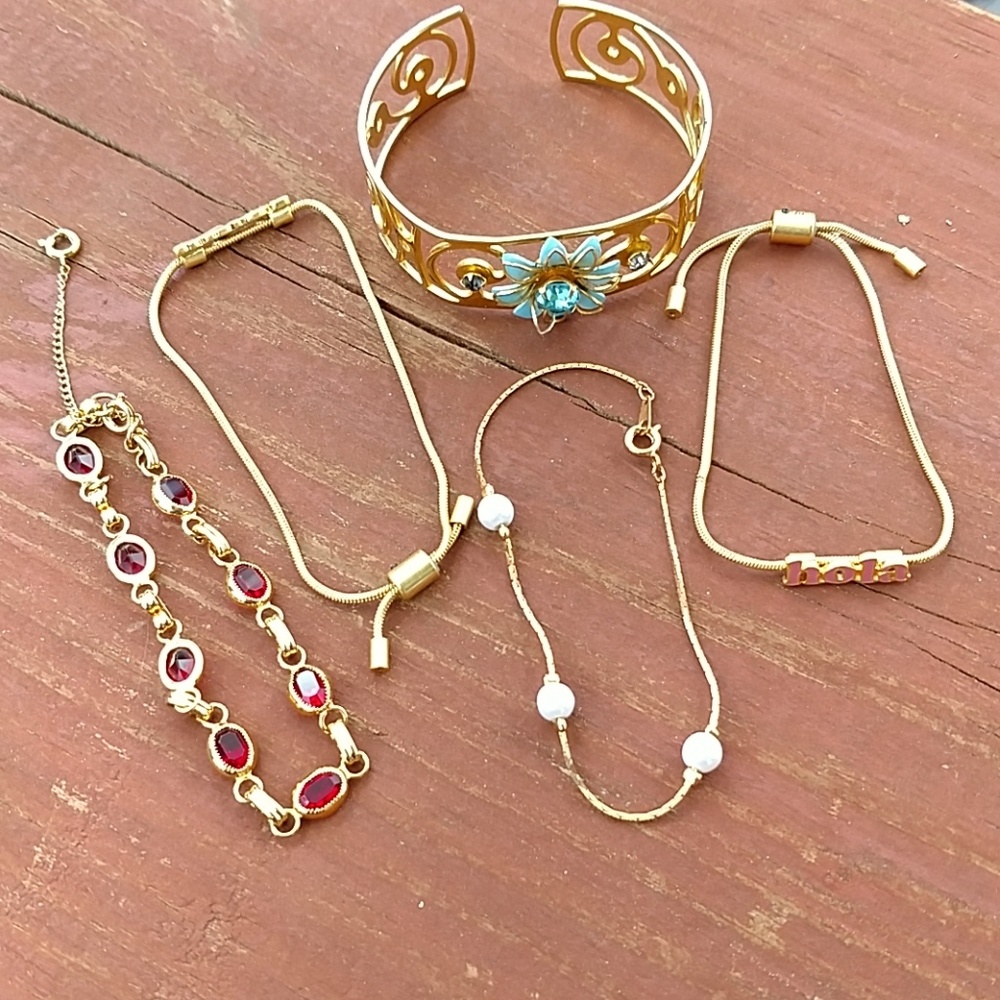 Gold Tone Fashion Bracelets-includes all 5 Pieces